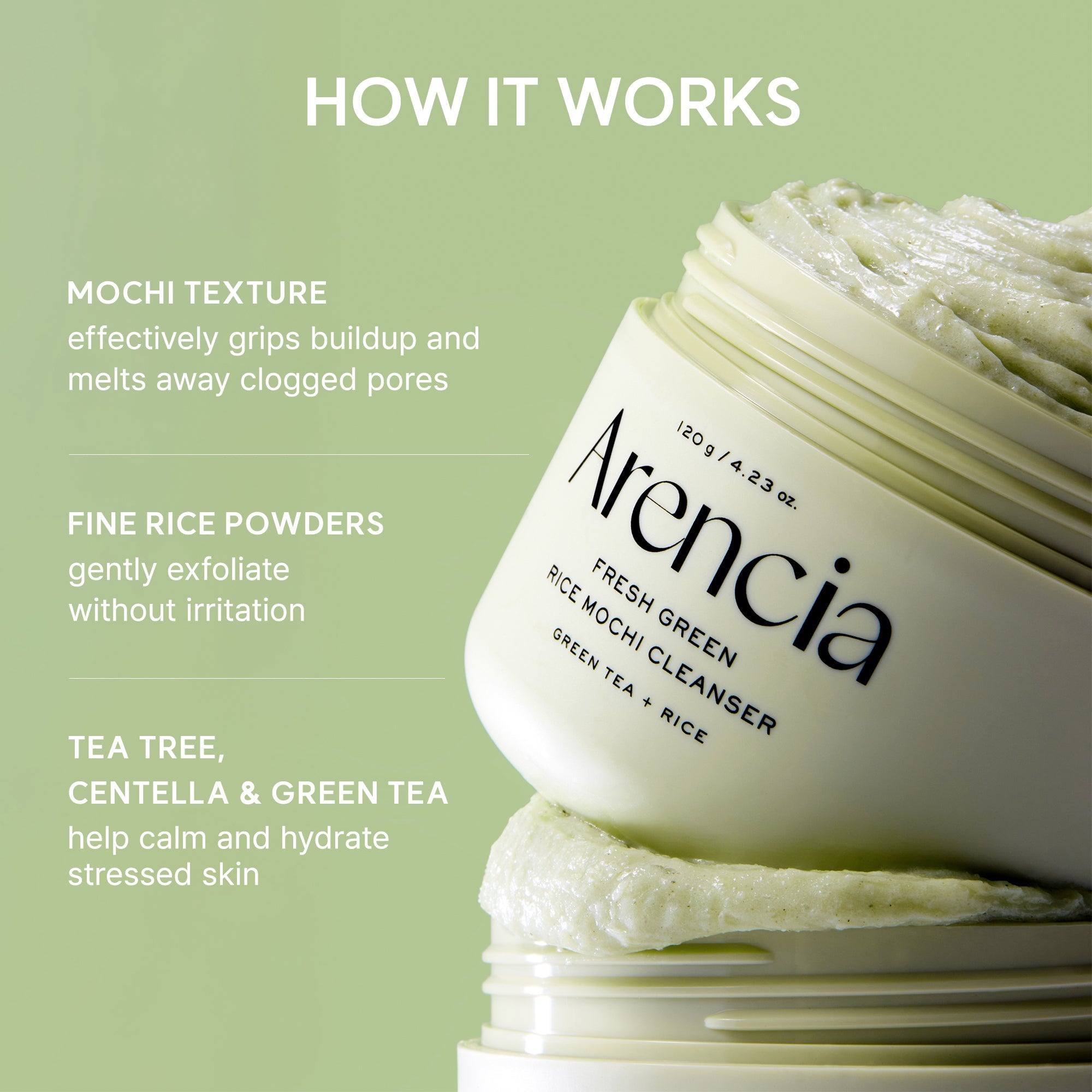 Arencia Fresh Green Rice Mochi Cleanser 120ml product image 4