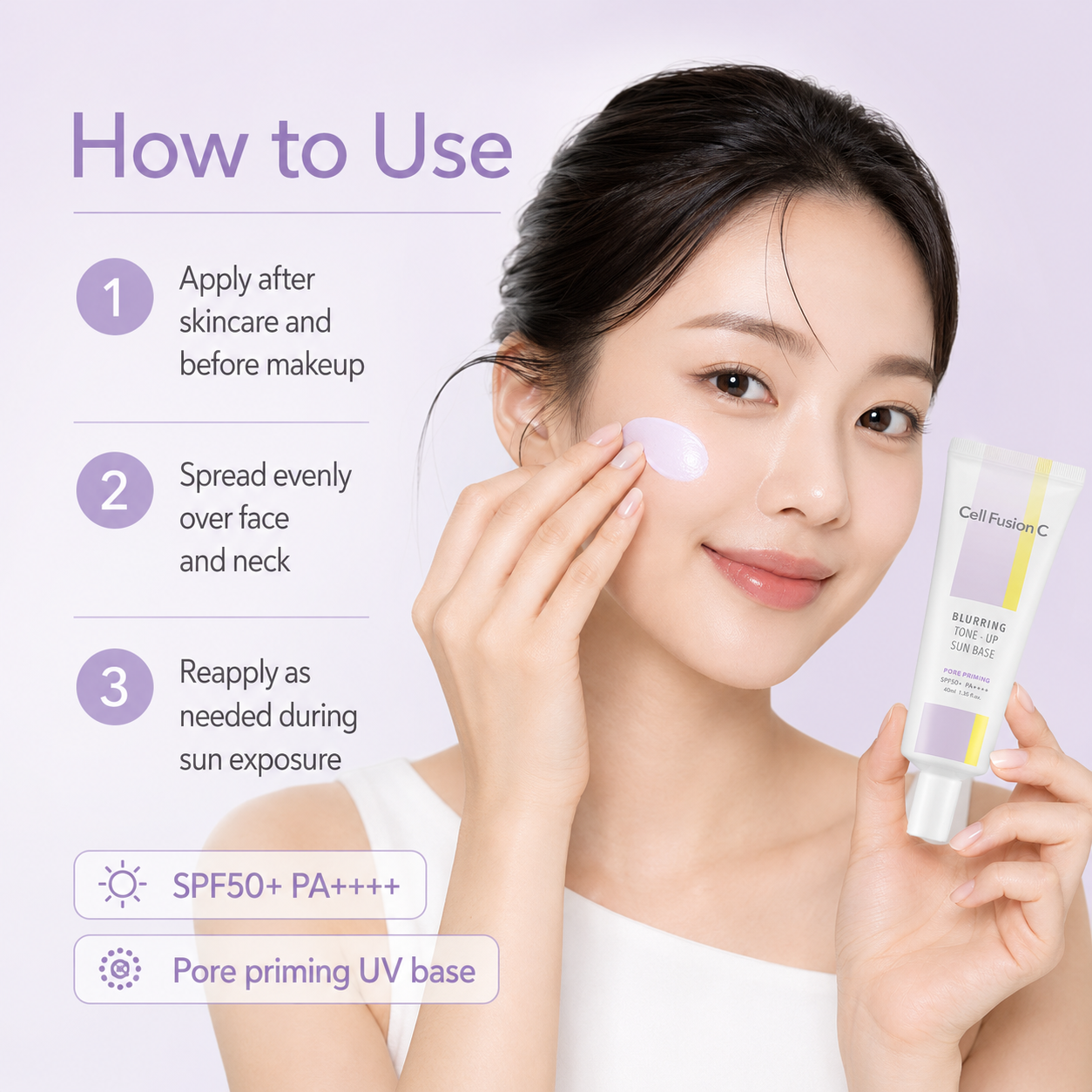 CellFusionC Blurring Tone-Up Sun Base SPF 50+/ PA++++ 40ml — product detail image 2