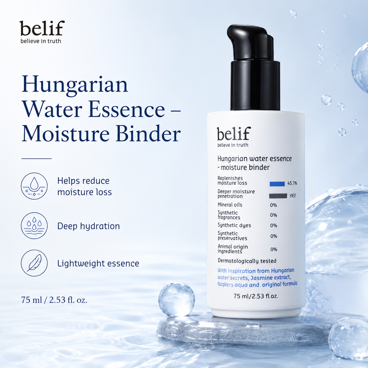 Belif Hungarian Water Essence Moisture Binder 75ml product image 3