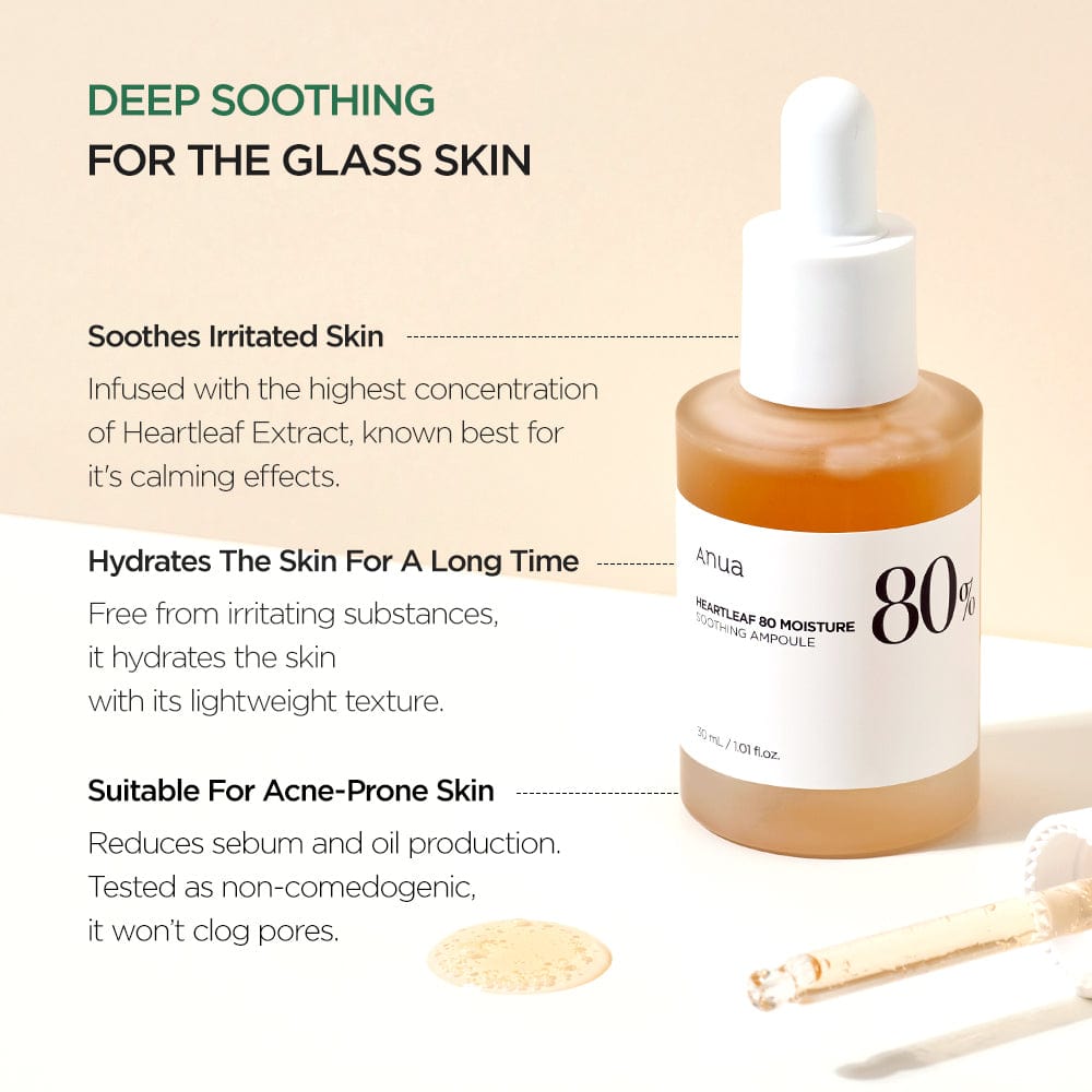 Anua HEARTLEAF 80% MOISTURE SOOTHING AMPOULE 30ml - official ANUA product image 3