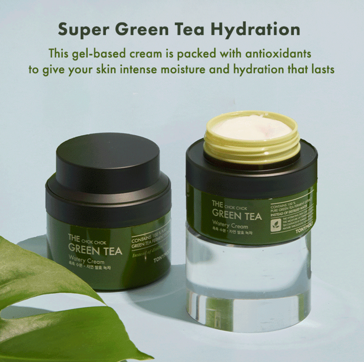 TONYMOLY The Chok Chok Green Tea Watery Moisture Cream 100ml - official product image 6