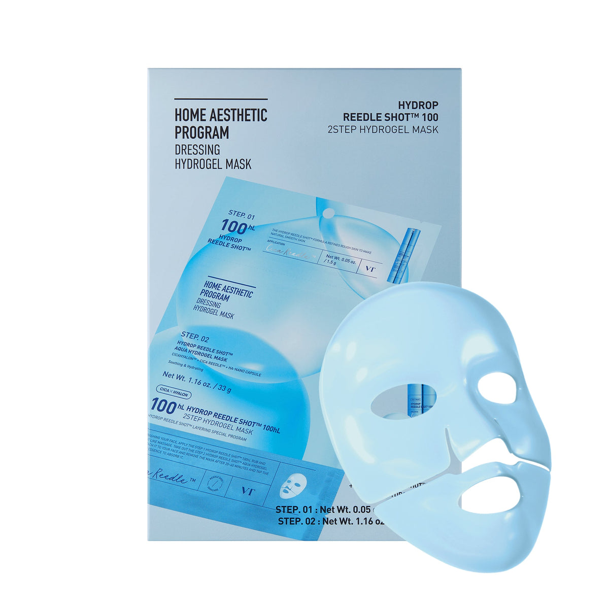 VT Cosmetics HYDROP Reedle Shot 100hl 2STEP Hydrogel Mask - official product image 3