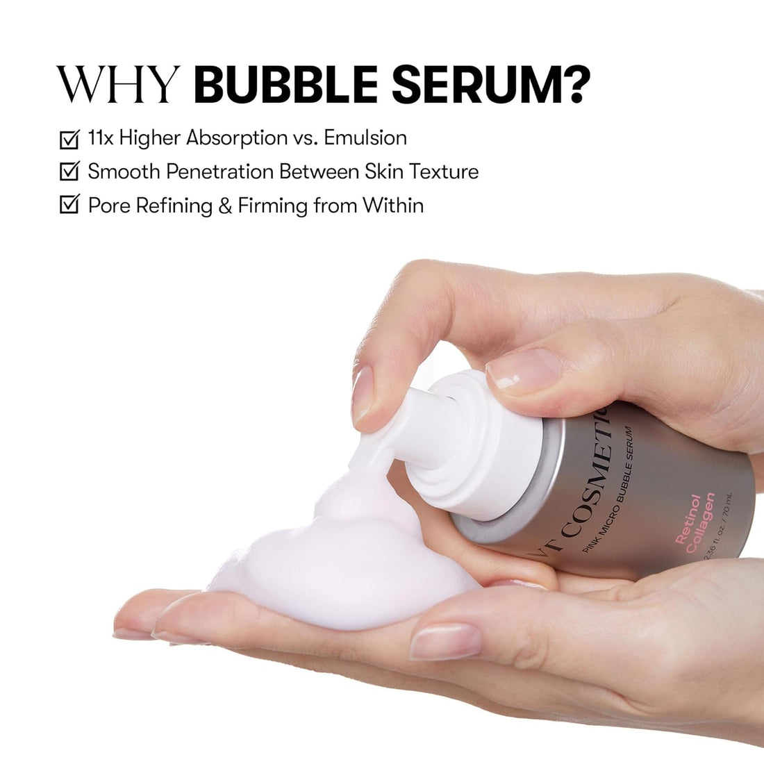 VT Cosmetics Retinol Collagen Pink Micro Bubble Serum 70ml - official product image 6
