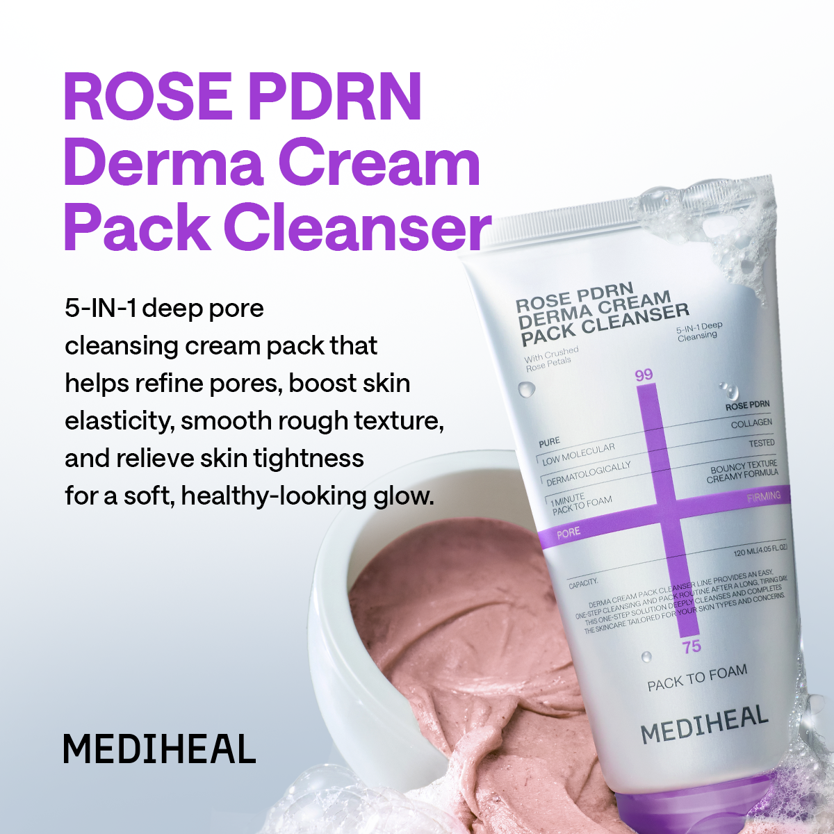 Mediheal Derma Cream Pack Cleanser Rose PDRN 120ml product image 3