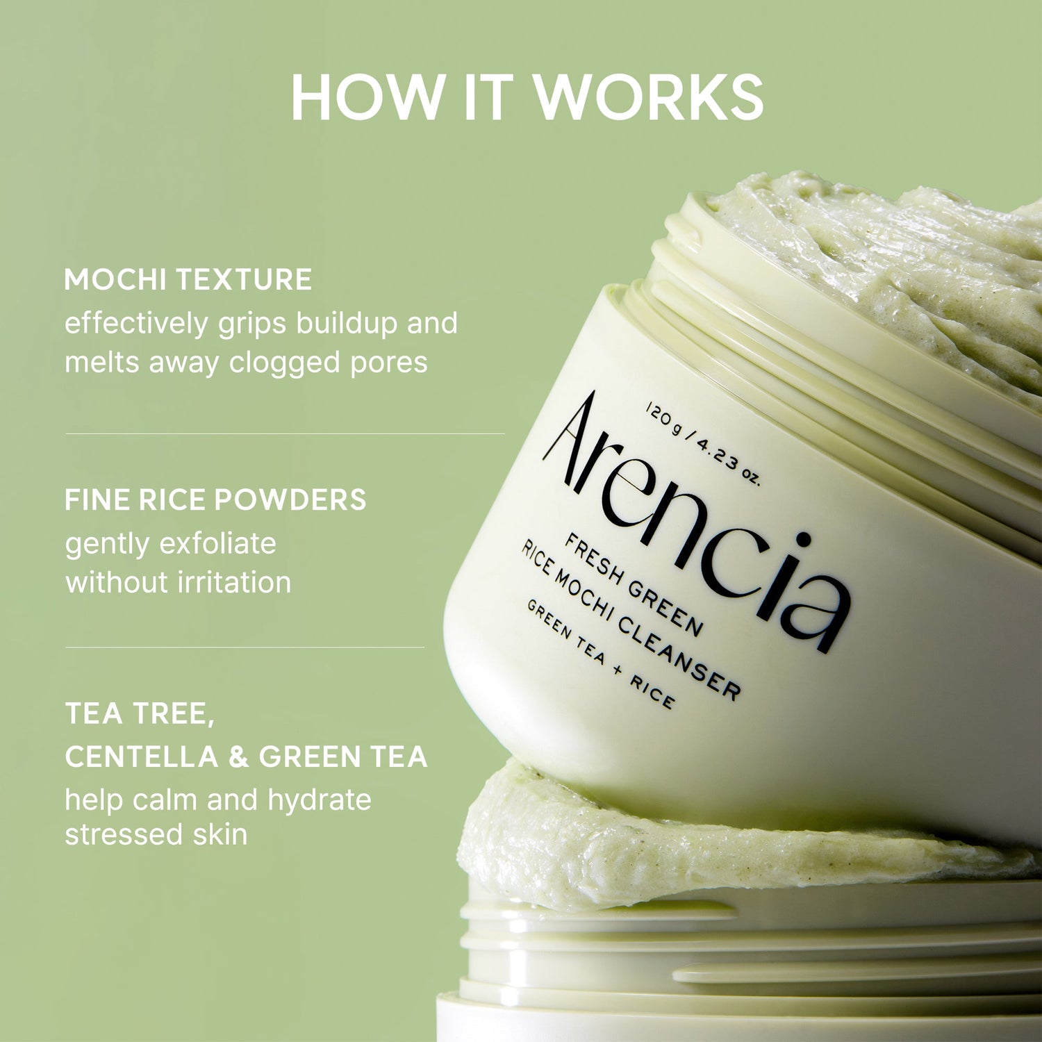 Arencia Fresh Green Rice Mochi Cleanser 120ml product image 4