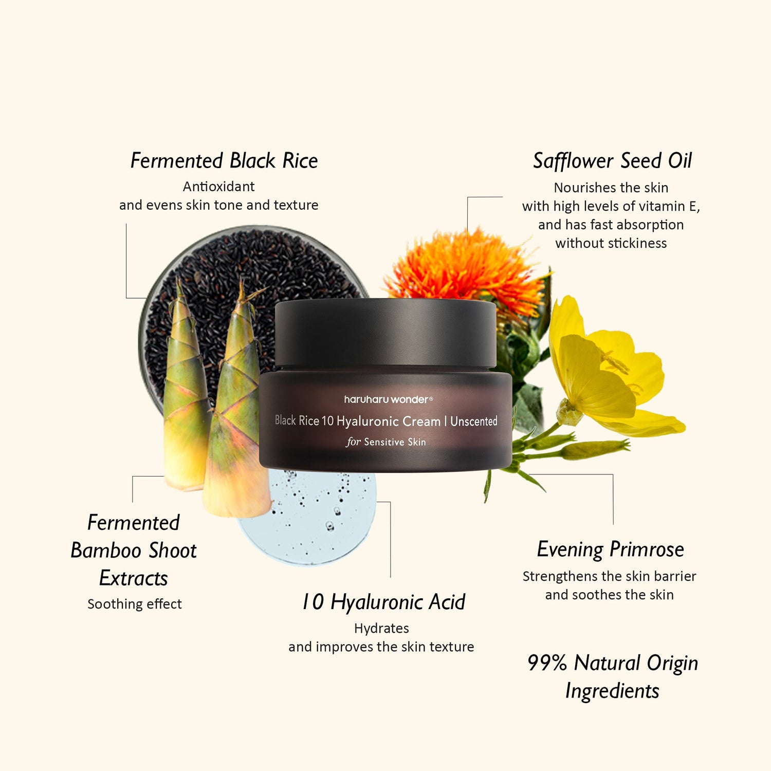 haruharuwonder Black Rice 10 Hyaluronic Cream 50ml (Unscented) product image 5