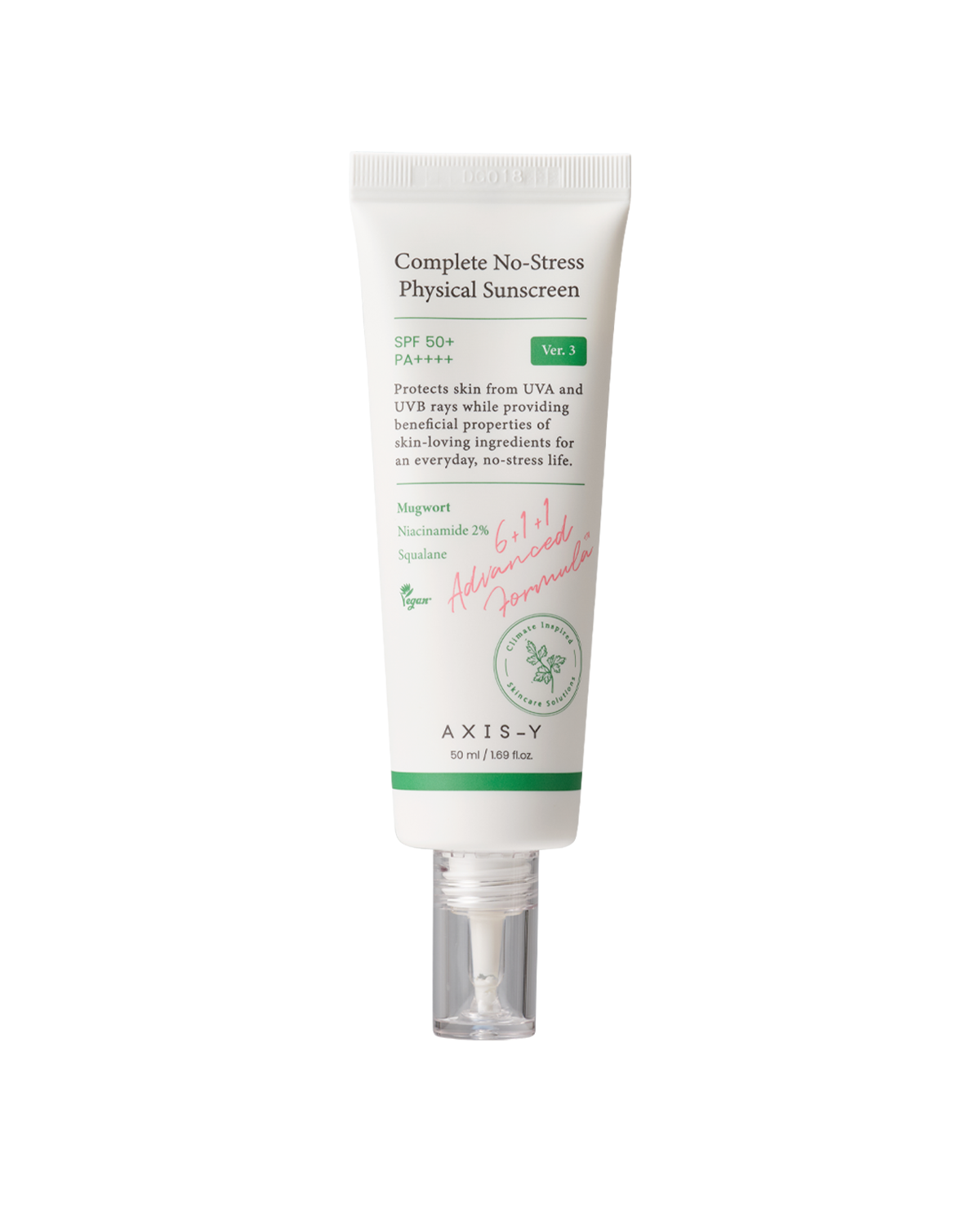 AXIS-Y Complete No-Stress Physical Sunscreen 50ml product packaging