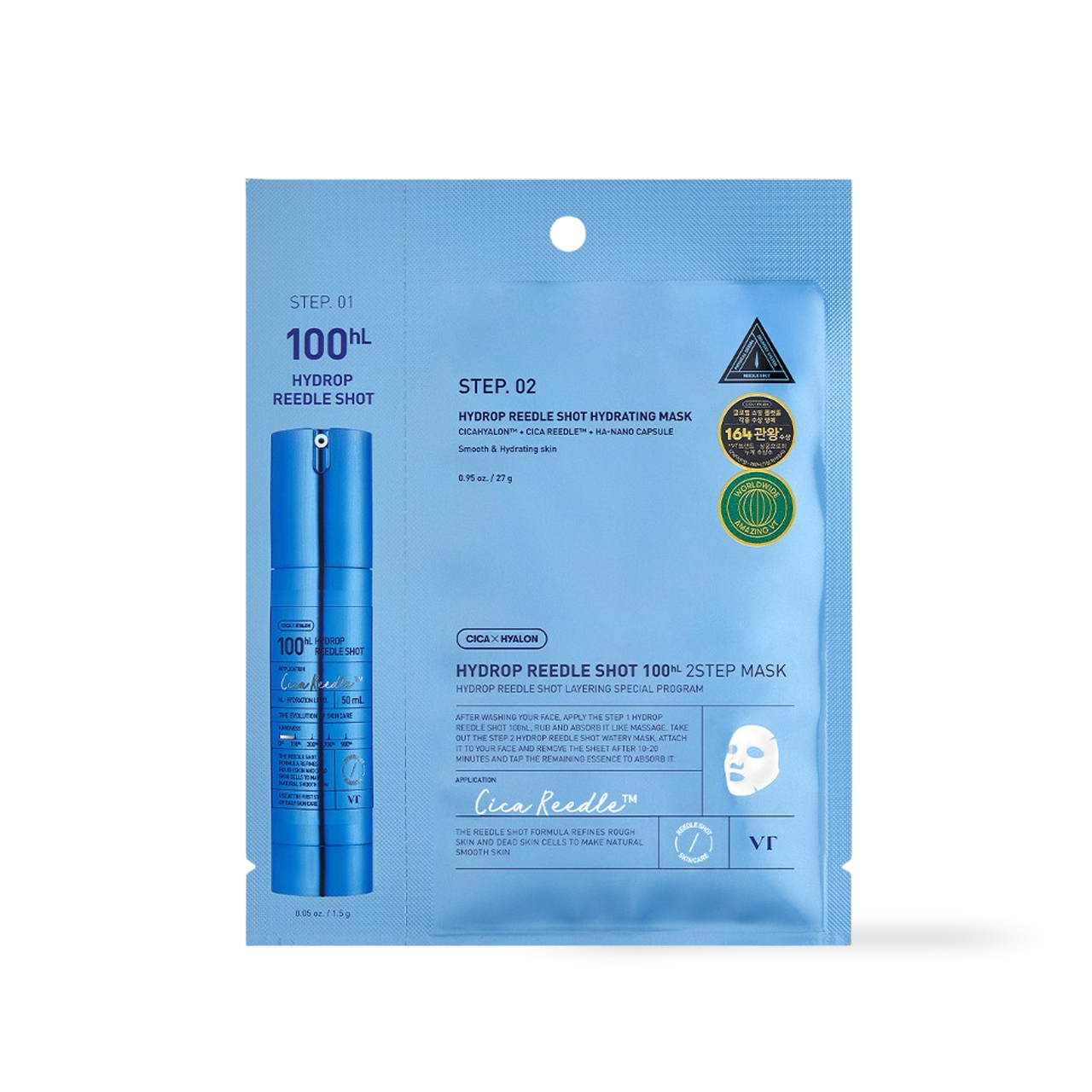 VT Cosmetics HYDROP Reedles Shot 100hL 2 STEP MASK