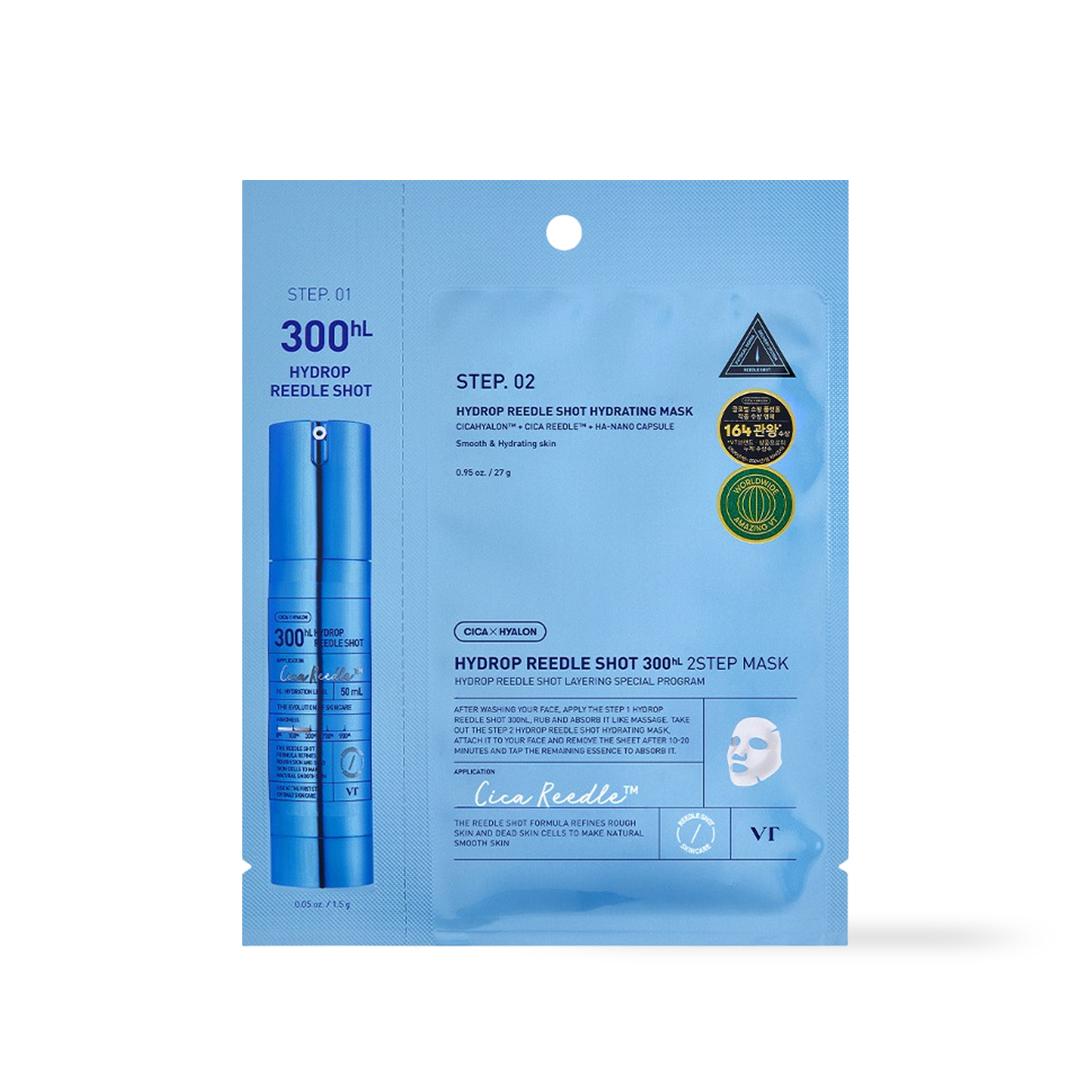 VT Cosmetics HYDROP Reedles Shot 300hL 2 STEP MASK