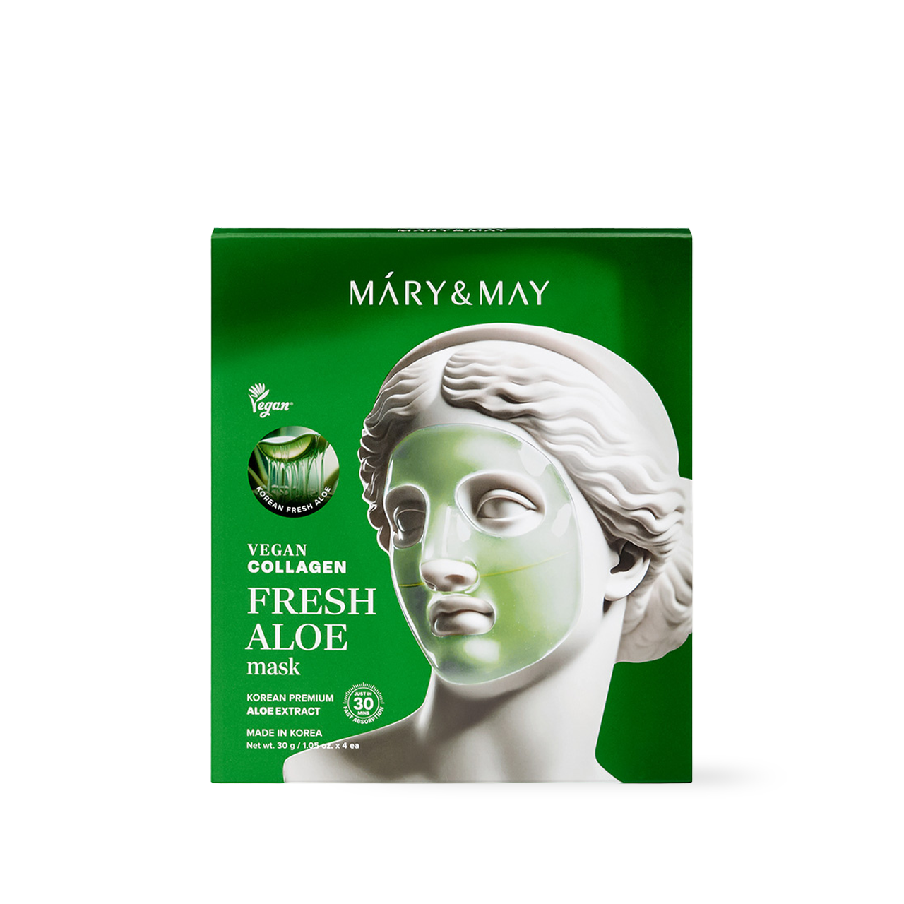 [Mary&amp;May] Vegan Collagen Fresh Aloe Mask (30g x4)