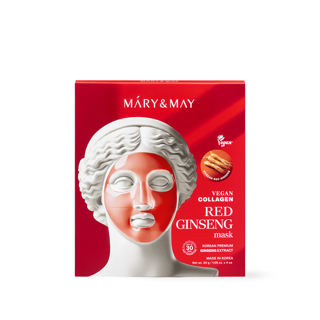 Mary&amp;May Vegan Collagen Red Ginseng Mask (30g x4) - Lucky Box Set