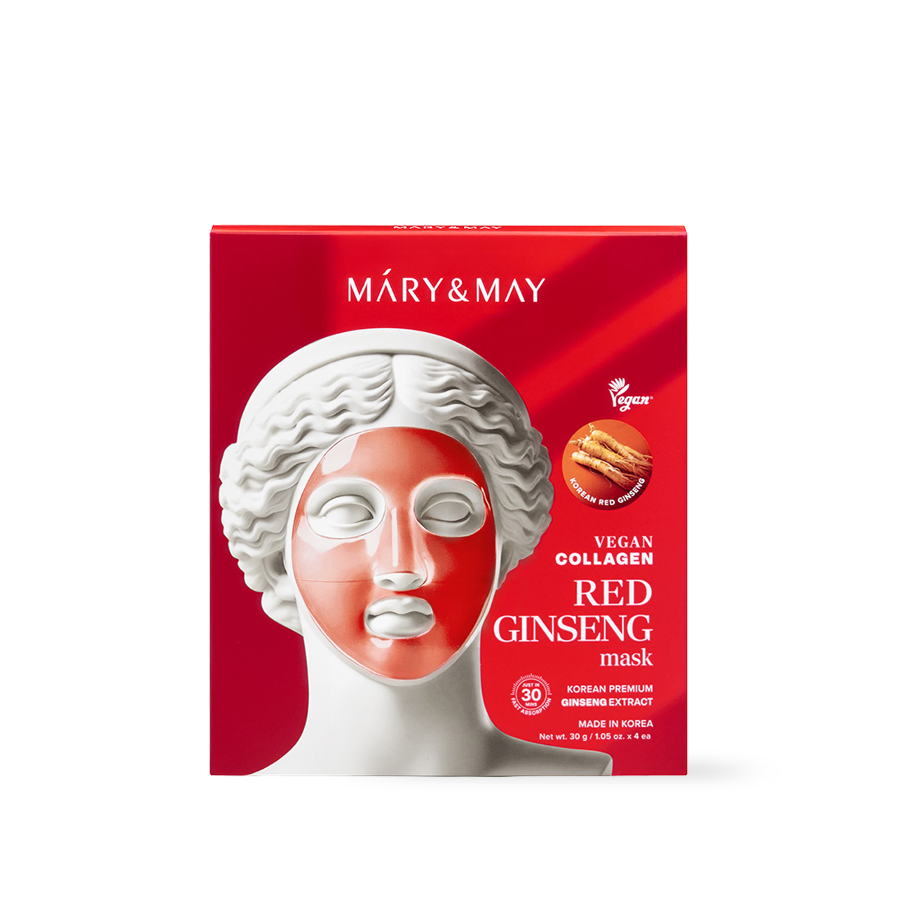 Mary&amp;May Vegan Collagen Red Ginseng Mask (30g x4) - Lucky Box Set