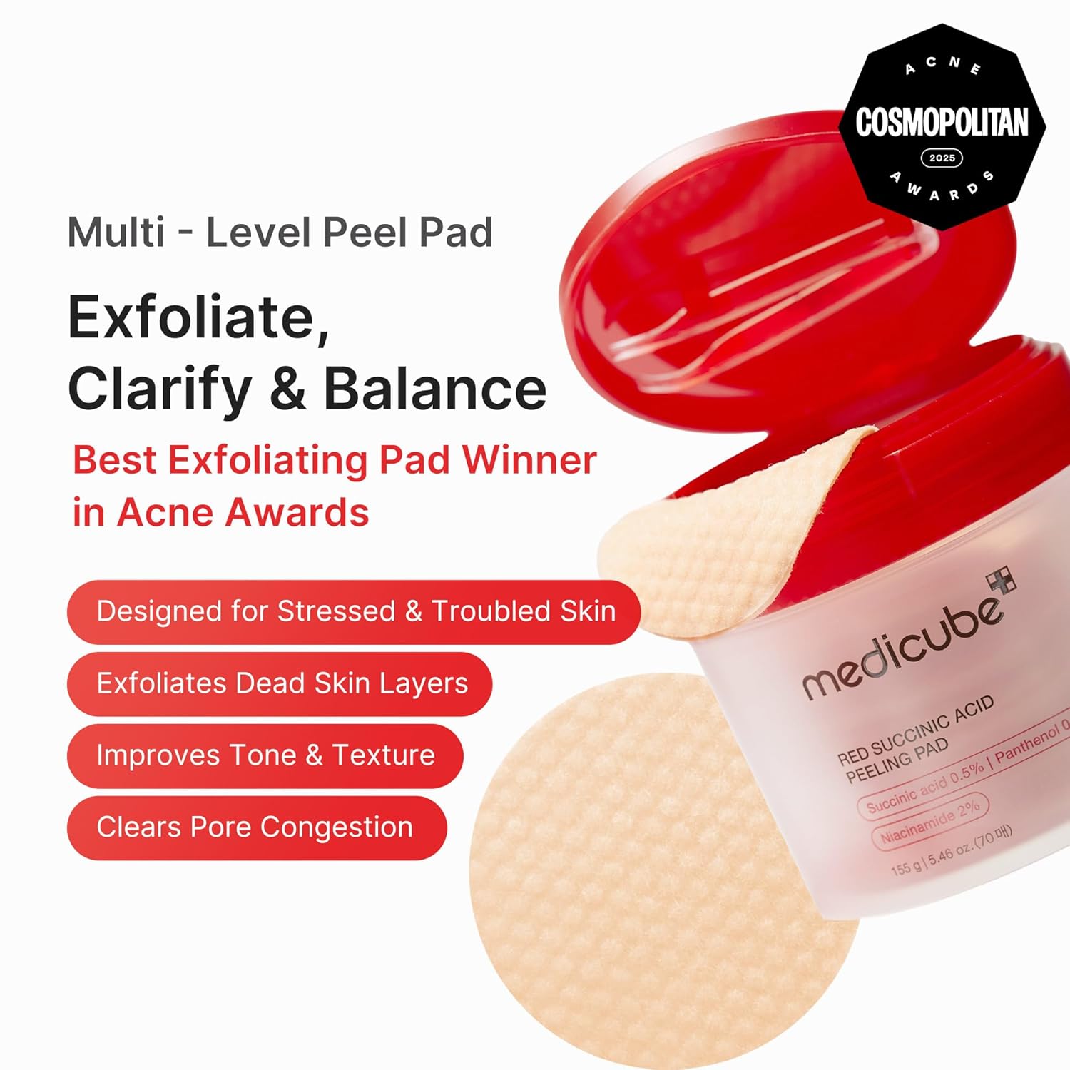 Medicube Red Succinic Acid Peeling Pads 70pcs