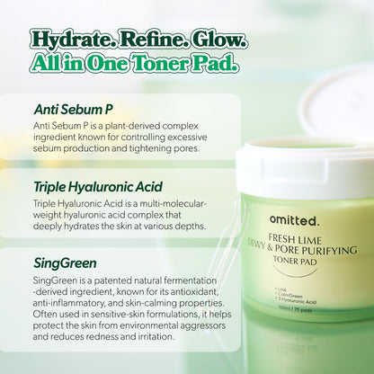 Omitted Fresh Lime Dewy &amp; Pore Purifying Toner Pad 70ea(160ml)