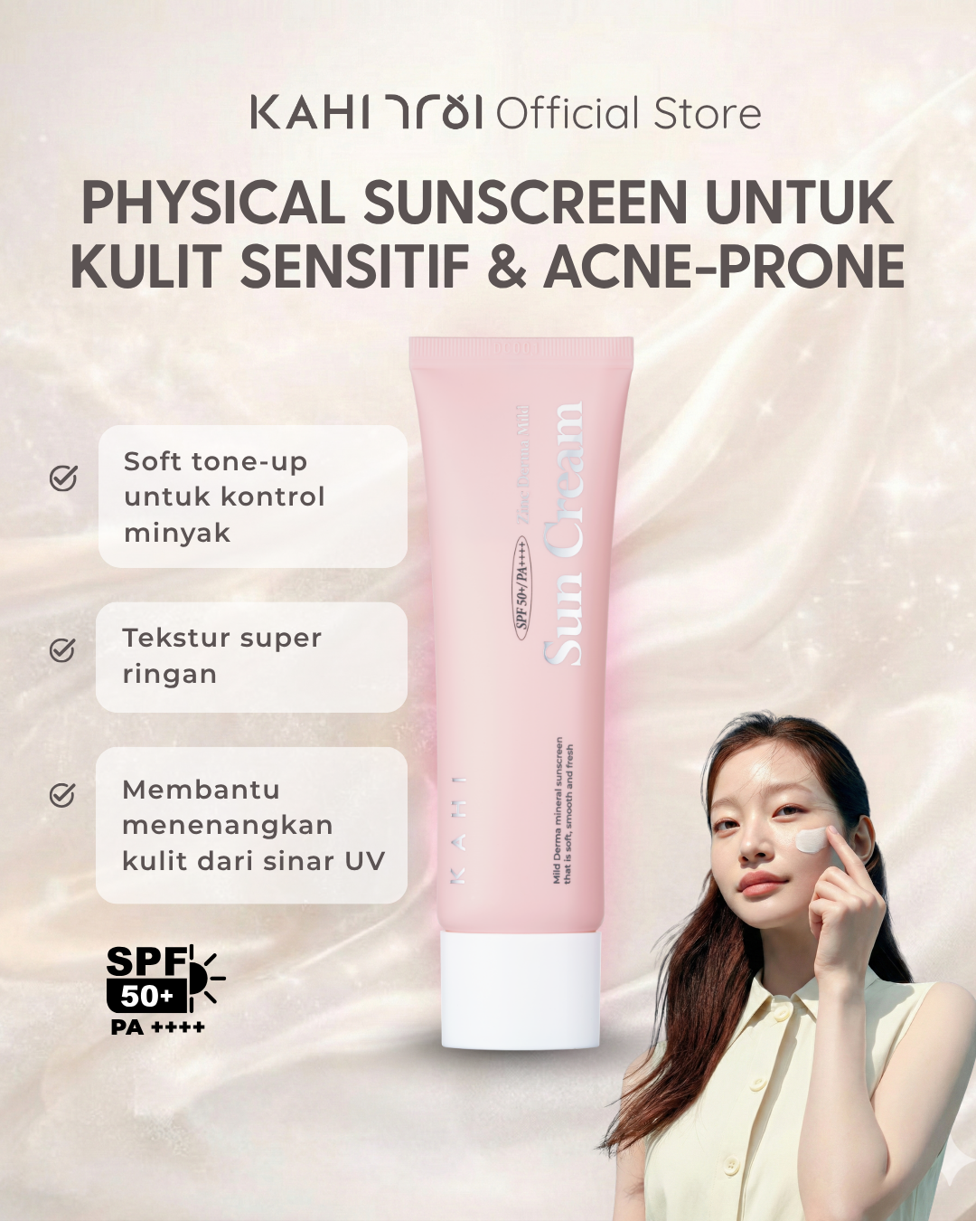 KAHI Zinc Derma Mild Sun Cream SPF 50+ PA++++ 50ml product image 3