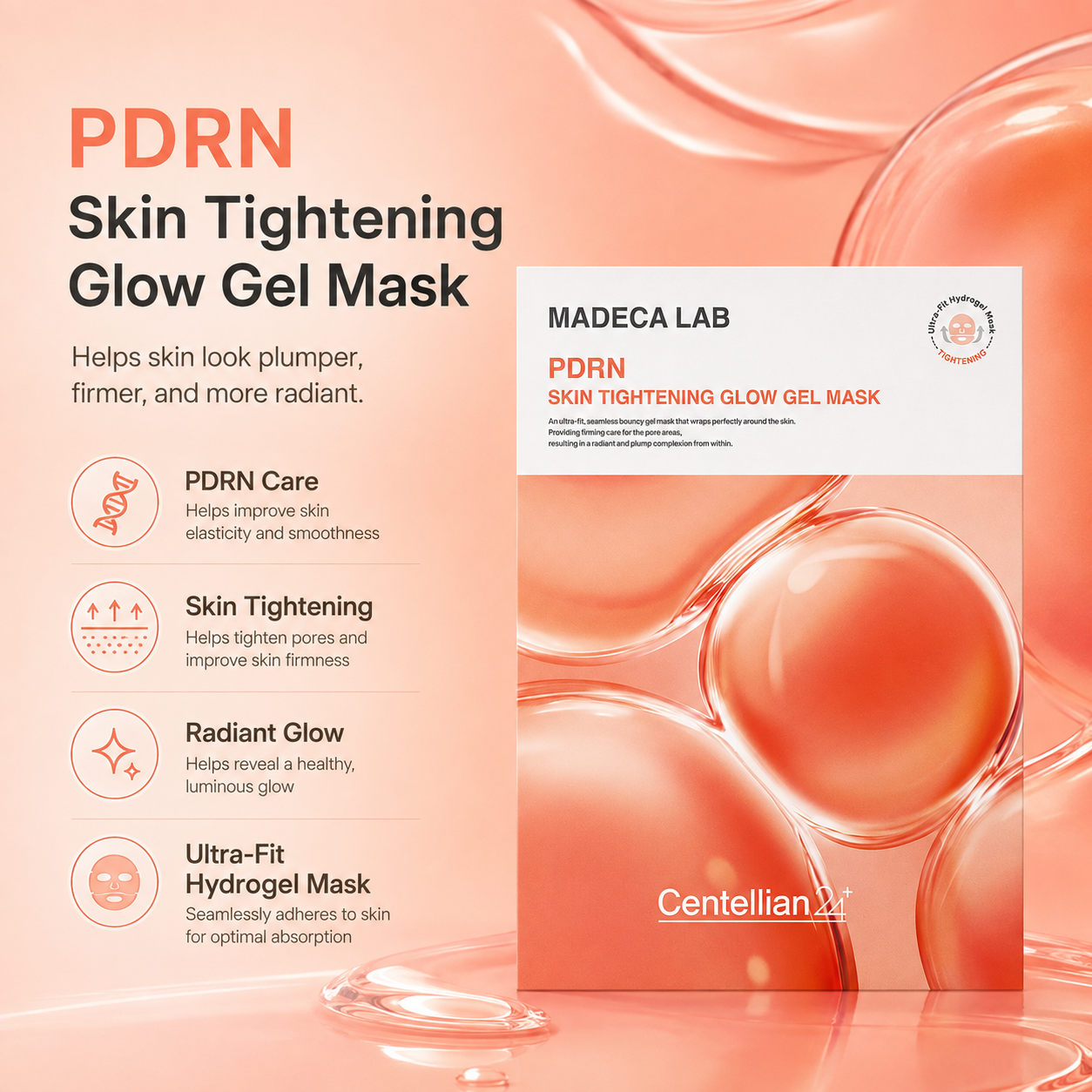 Centellian24 Madeca Lab PDRN Skin Tightening Glow Gel Mask 5ea — product detail image 4