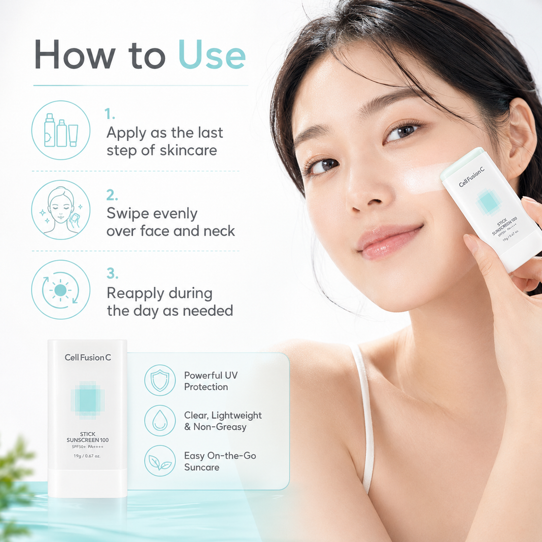 CellFusionC Aquatica Stick Sunscreen 100 SPF50+/PA++++ 19g — product detail image 2