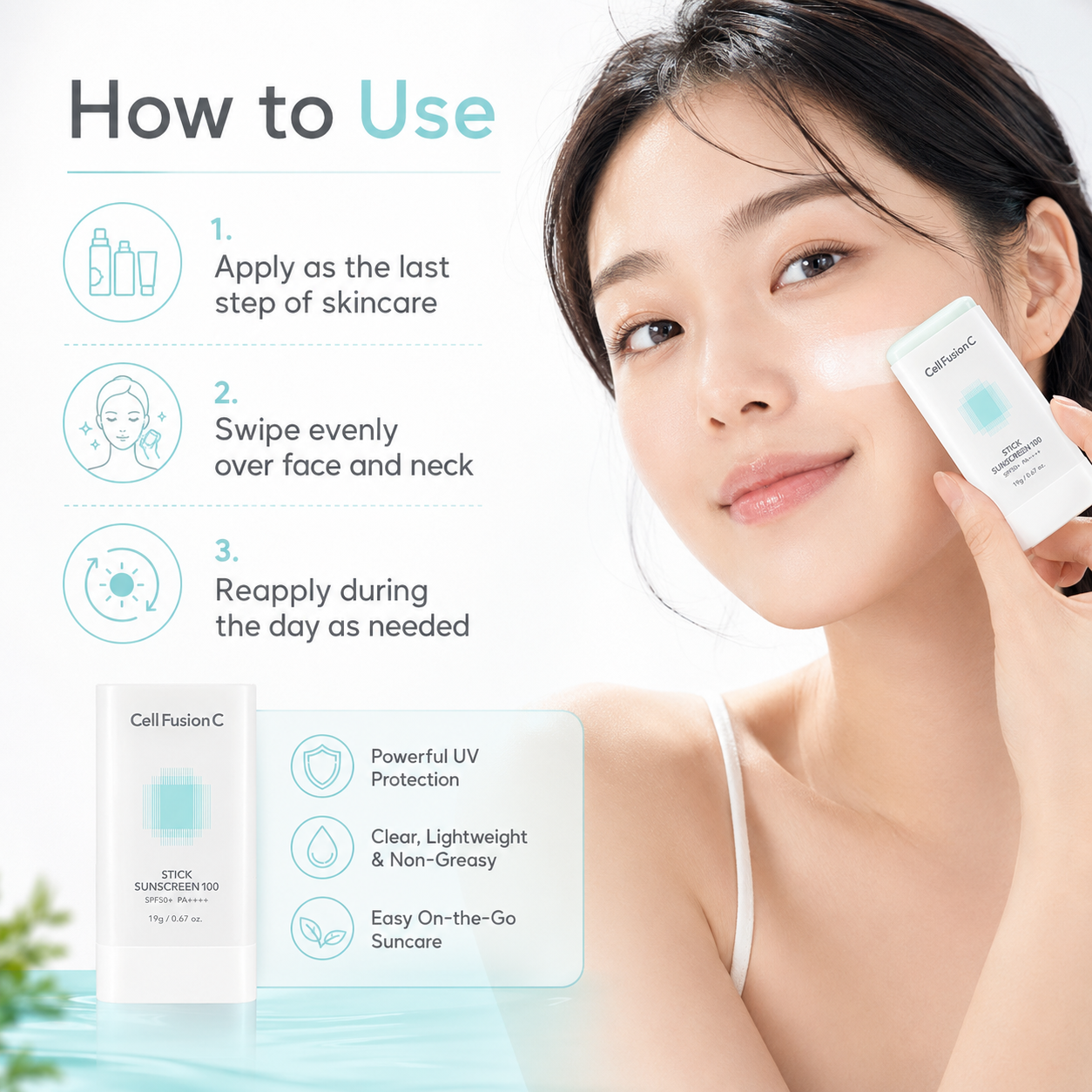 CellFusionC Aquatica Stick Sunscreen 100 SPF50+/PA++++ 19g — product detail image 2