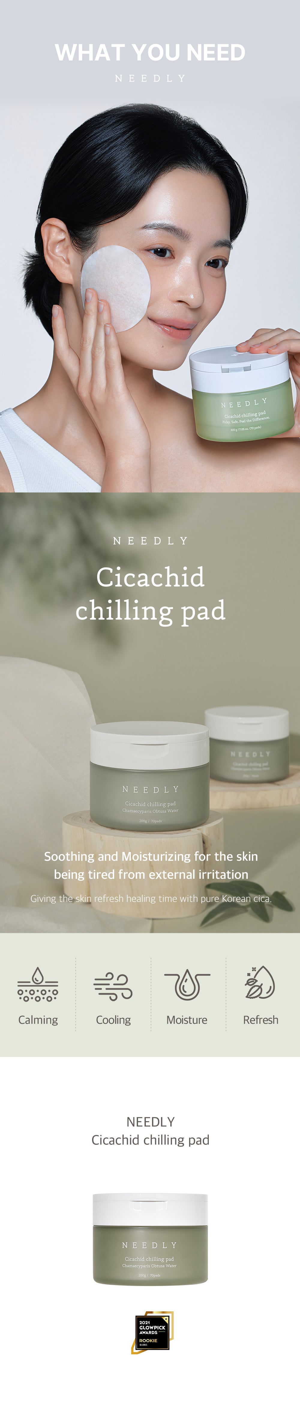 Needly Cicachid Chilling Pad 70 Sheets cica toner pad image 3