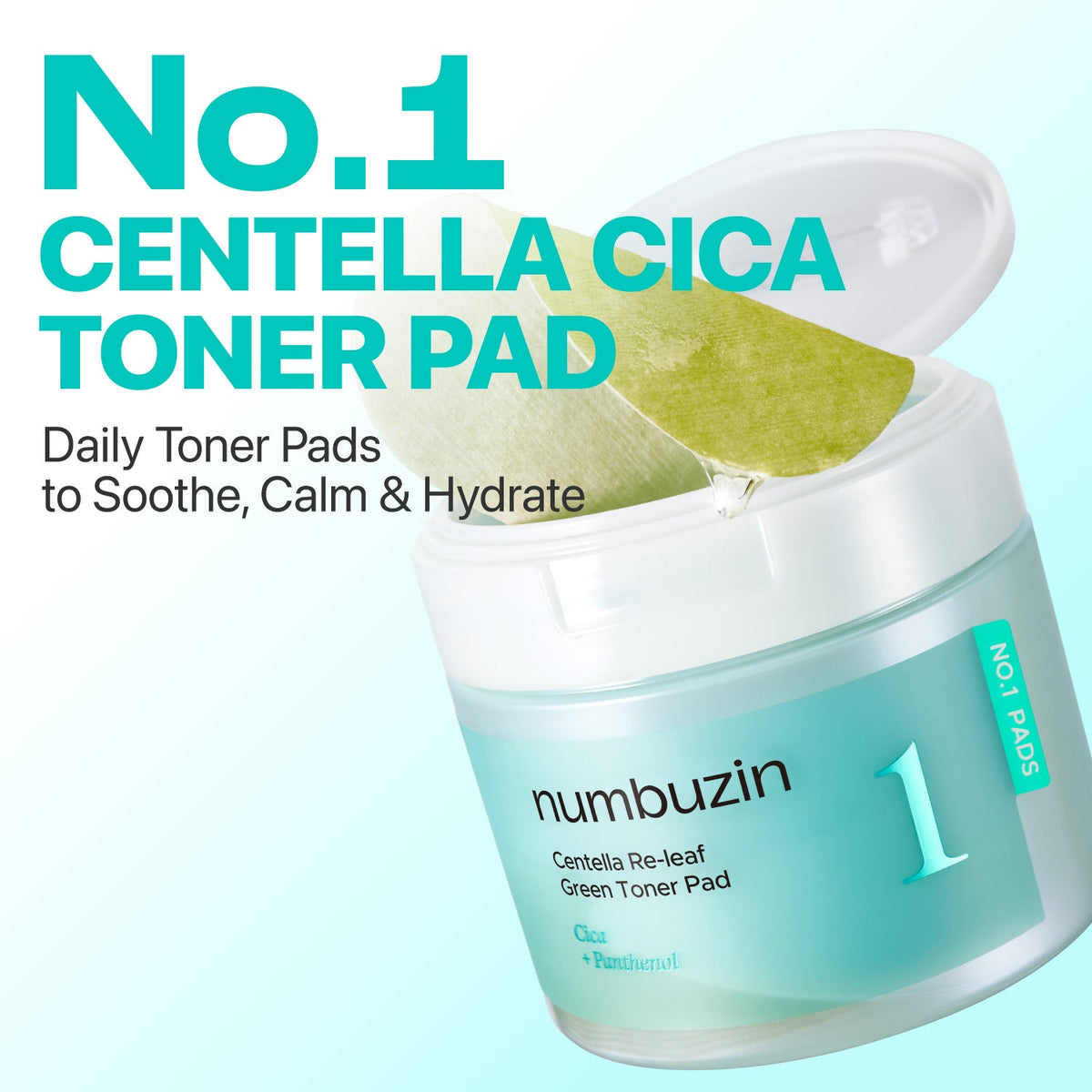 Numbuzin No. 1 Centella Re-Leaf Green Toner Pads 70 ct, 190ml — official product image 5