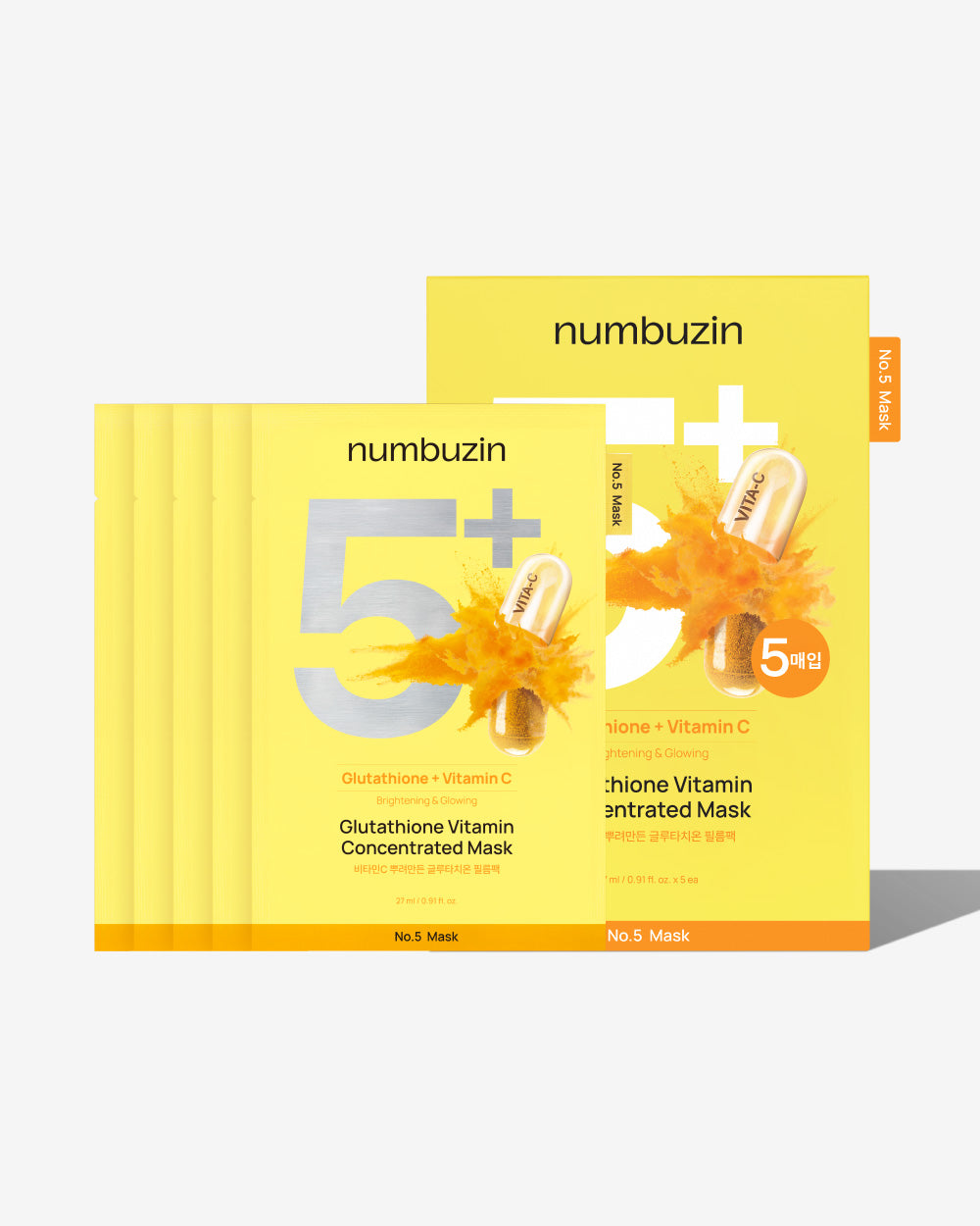 Numbuzin No. 5+ Glutathione Vitamin Concentrated Sheet Mask 10 ct — official product image 2
