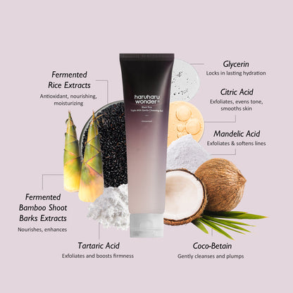 haruharuwonder Black Rice Triple AHA Gentle Cleansing Gel Unscented 100ml product image 5