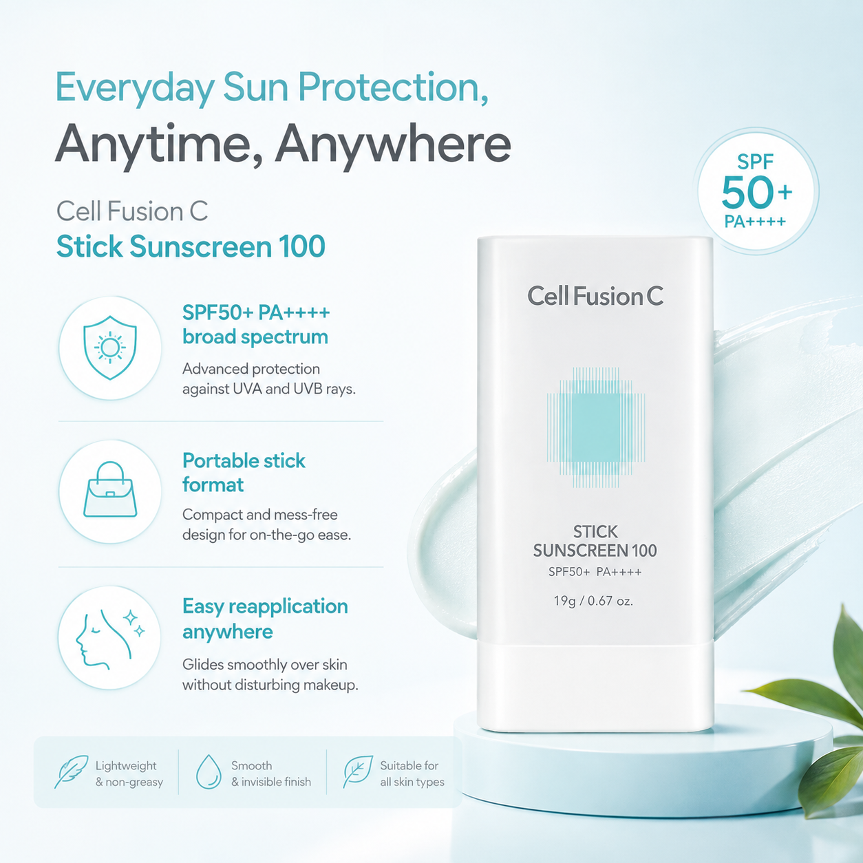 CellFusionC Stick Sun Screen 100 SPF50+/PA+++ 19g — product detail image 3