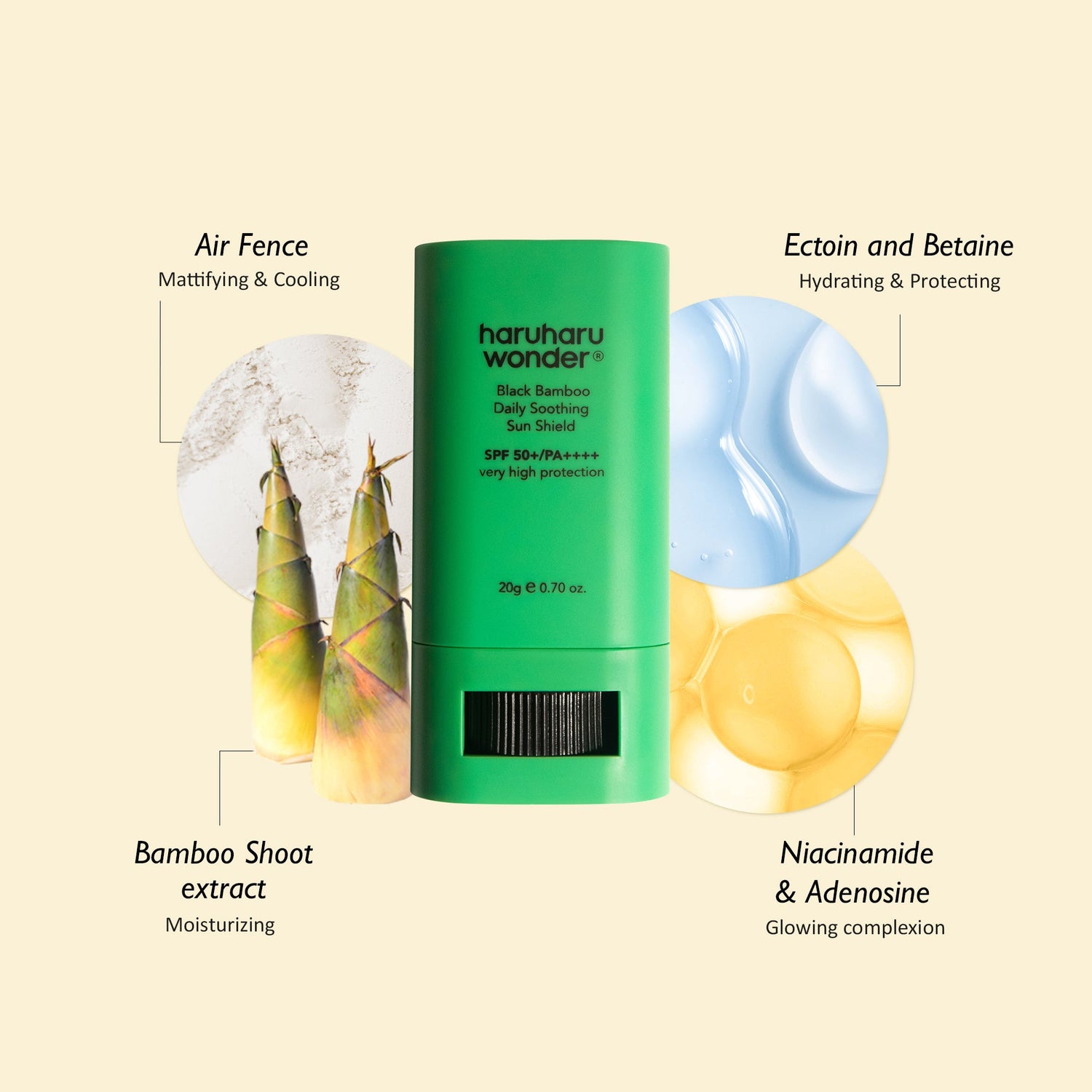 haruharuwonder Black Bamboo Daily Soothing Sun Shield SPF50+ PA++++ 20g product image 5