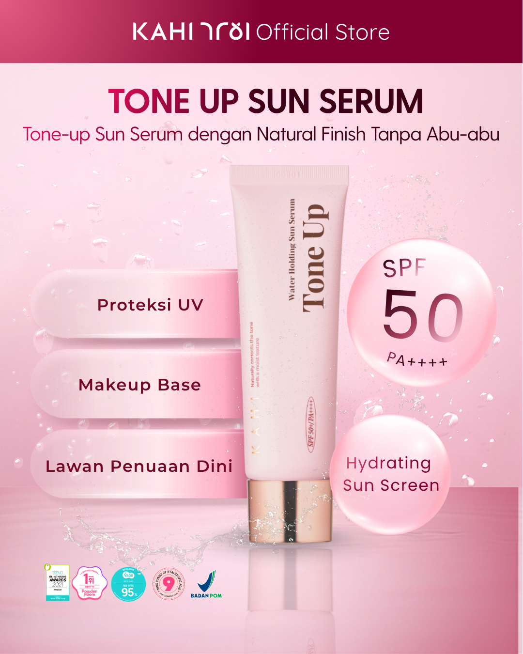 KAHI Water Holding Tone Up Sun Serum SPF 50+ PA++++ 50ml product image 2