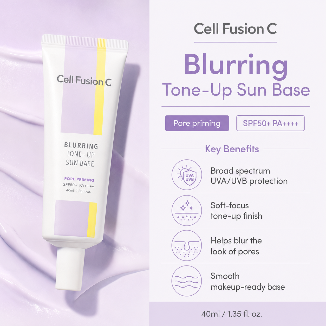 CellFusionC Blurring Tone-Up Sun Base SPF 50+/ PA++++ 40ml — product detail image 3