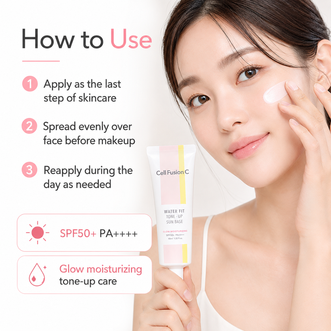 CellFusionC Water Fit Tone-Up Sun Base SPF 50+/ PA++++ 40ml — product detail image 2