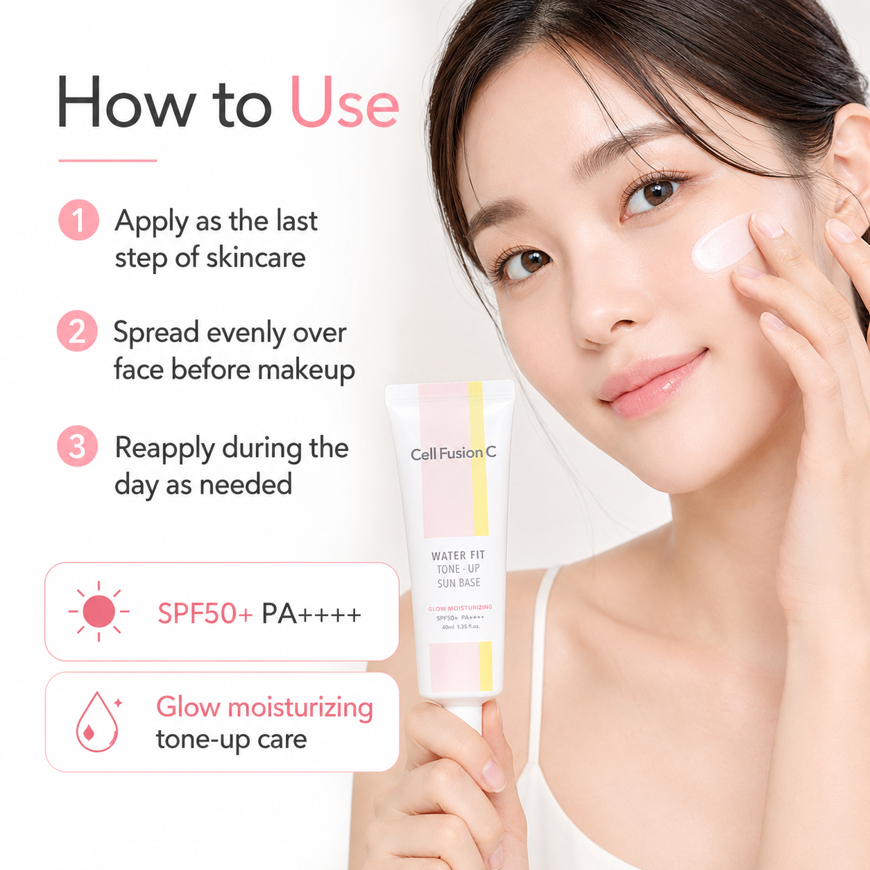 CellFusionC Water Fit Tone-Up Sun Base SPF 50+/ PA++++ 40ml — product detail image 2