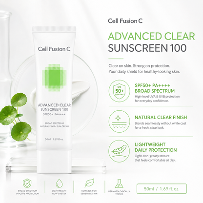 CellFusionC Advanced Clear Sunscreen 100 SPF50+/PA++++ 50ml — product detail image 3