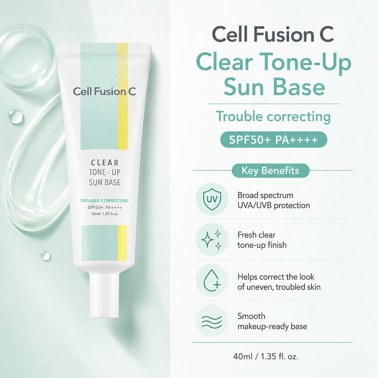 CellFusionC Clear Tone-Up Sun Base SPF 50+/ PA++++ 40ml — product detail image 3
