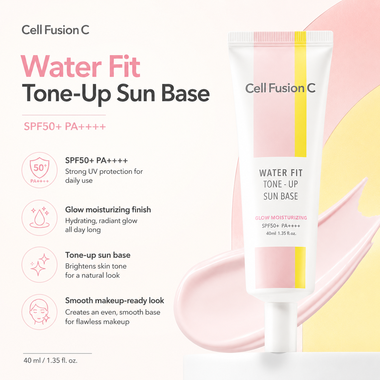 CellFusionC Water Fit Tone-Up Sun Base SPF 50+/ PA++++ 40ml — product detail image 4