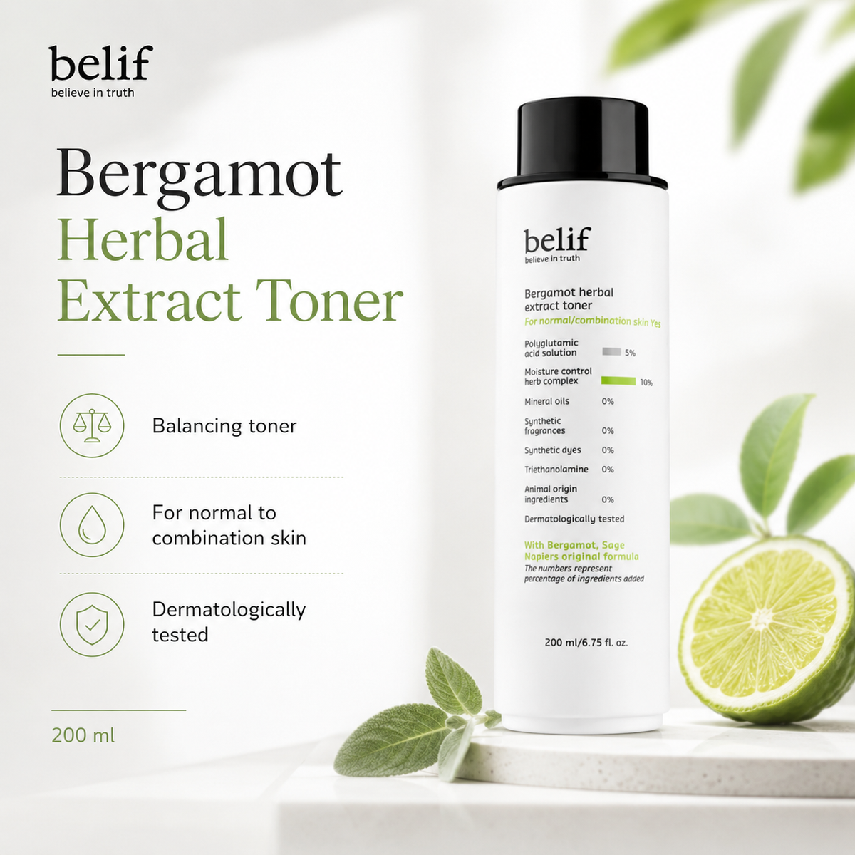 Belif Bergamot Herbal Extract Toner 200ml product image 3
