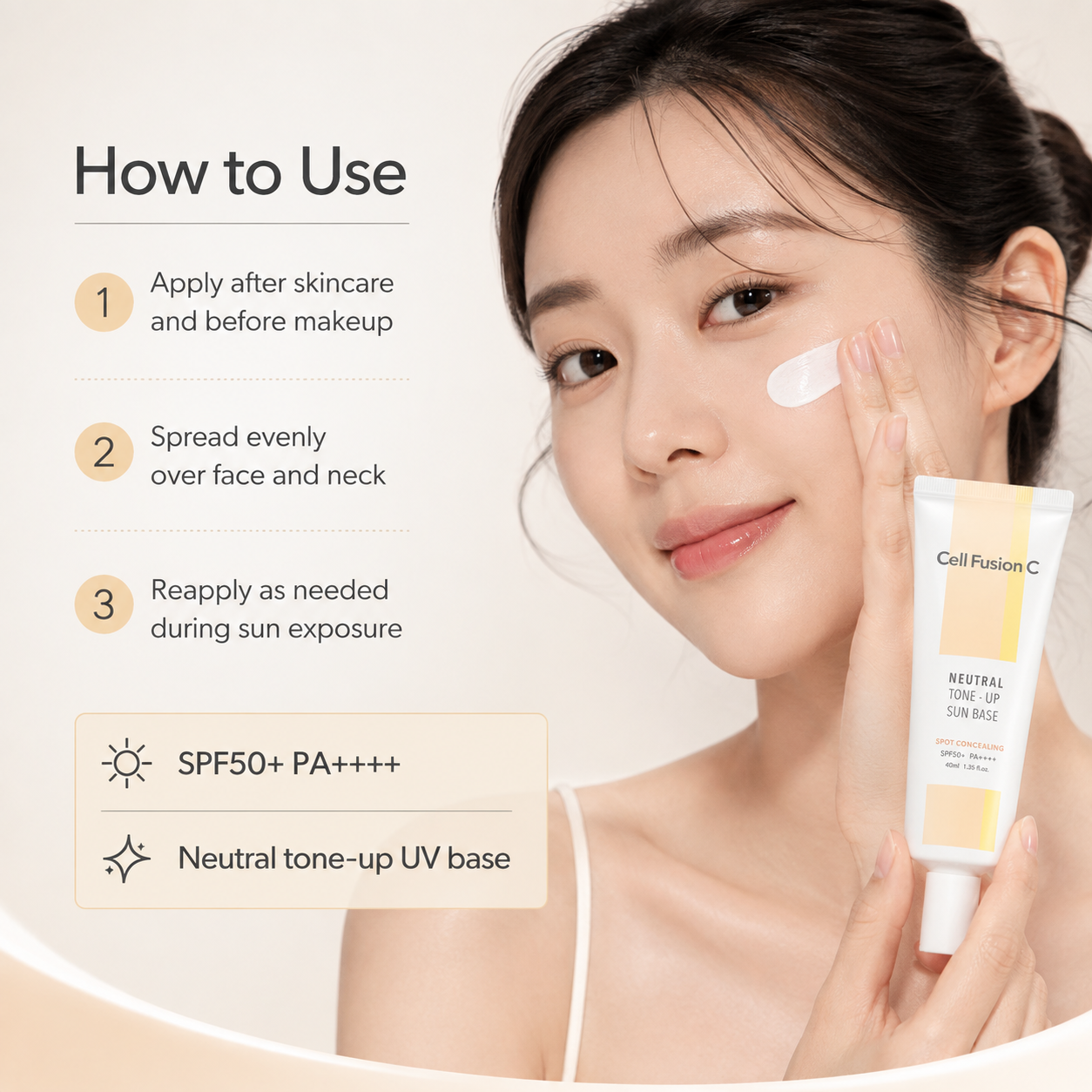 CellFusionC Neutral Tone-Up Sun Base SPF 50+/ PA++++ 40ml — product detail image 2