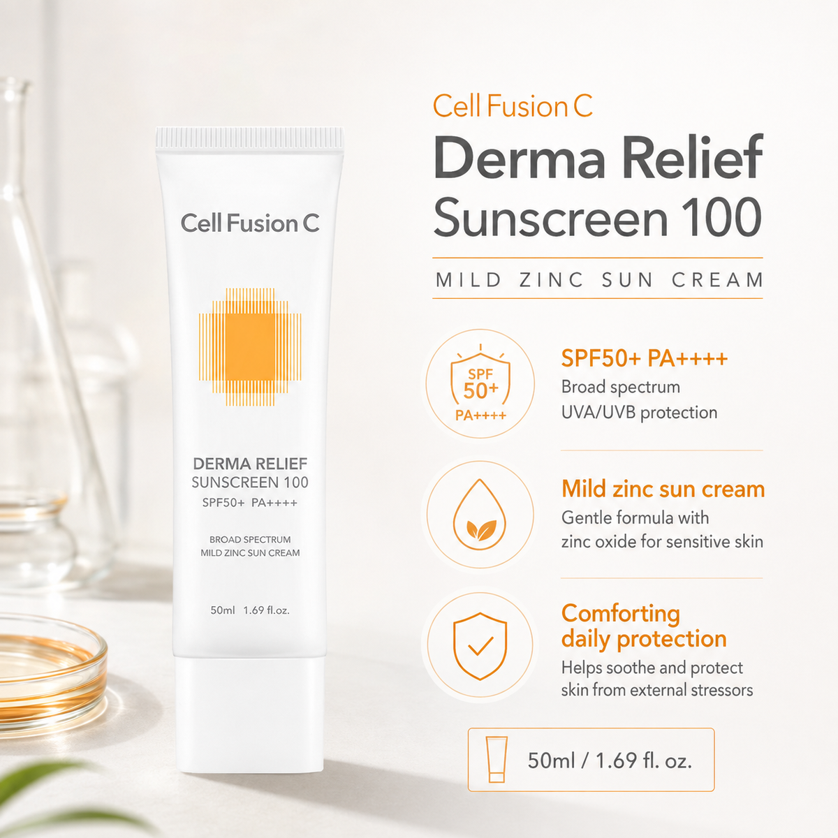 CellFusionC Derma Relief Sunscreen 100 SPF50+/PA++++ 50ml — product detail image 3