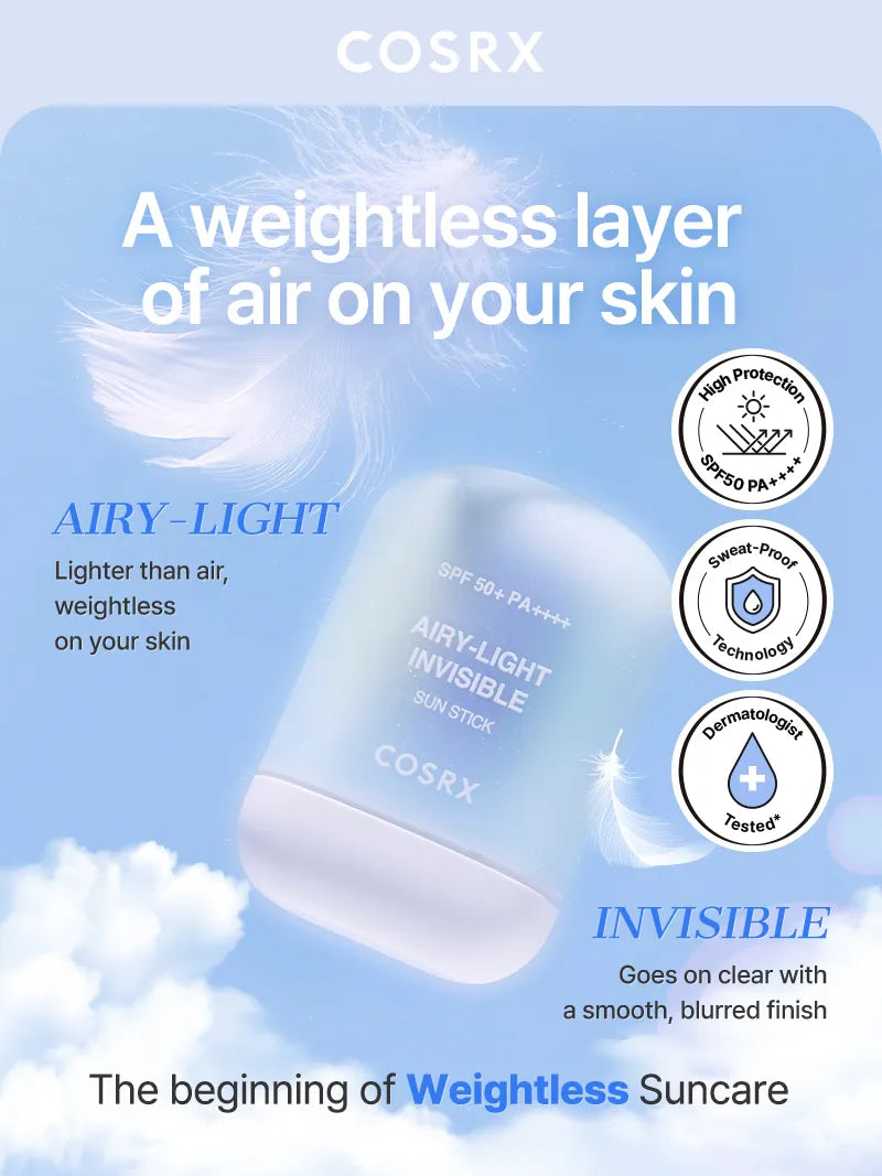 Cosrx Airy Light Invisible Sun Stick SPF50+ PA++++ 19g official COSRX source image 2