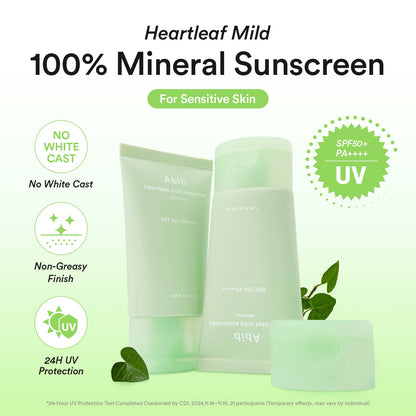 Abib Heartleaf Mild Sunscreen Relief Tube SPF50+ PA++++ 50ml - official Abib product image 2