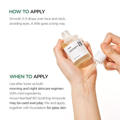 Anua HEARTLEAF 80% MOISTURE SOOTHING AMPOULE 30ml - official ANUA product image 6