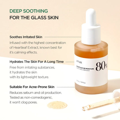 Anua HEARTLEAF 80% MOISTURE SOOTHING AMPOULE 30ml - official ANUA product image 3