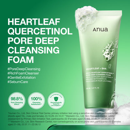 Anua HEARTLEAF QUERCETINOL PORE DEEP CLEANSING FOAM 150ML - official ANUA product image 3