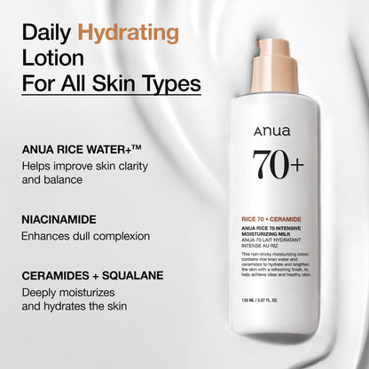 Anua RICE 70 INTENSIVE MOISTURIZING MILK 150ml - official ANUA product image 3