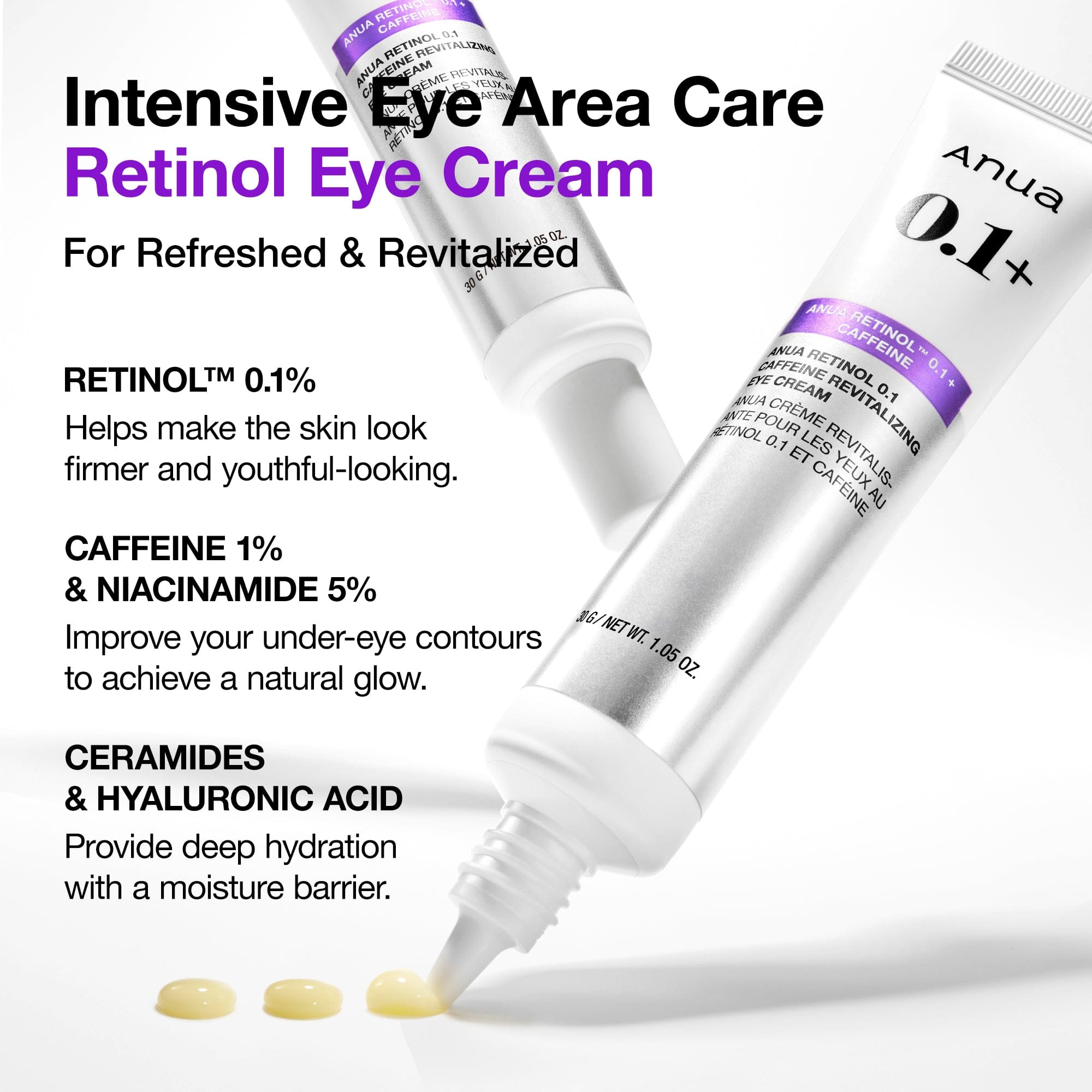 ANUA Retinol 0.1 Caffeine Revitalizing Eye Cream 30g - official ANUA product image 3