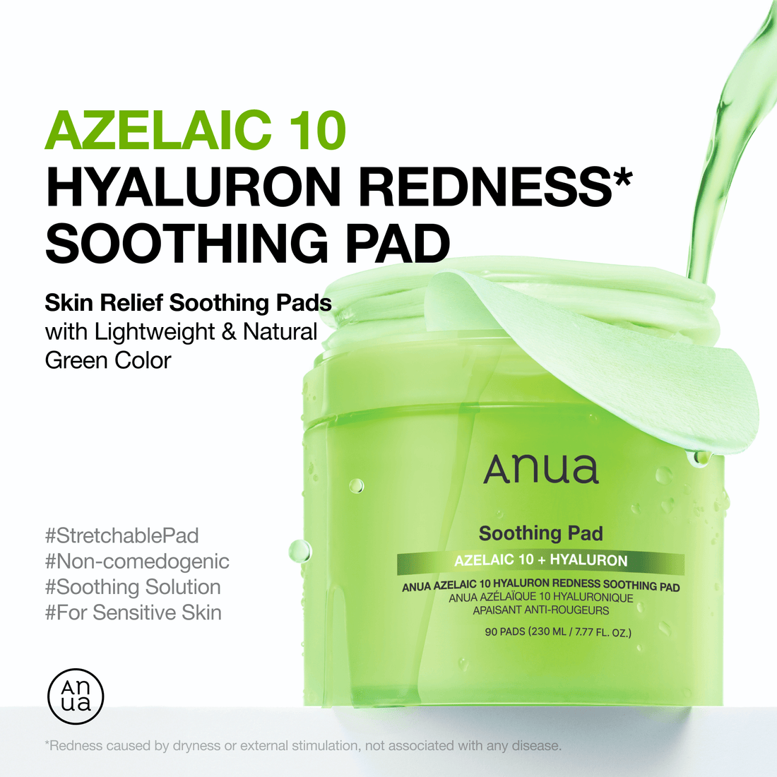 Anua Azelaic 10 Hyaluron Redness Soothing Pad 230ml 90ea - official ANUA product image 2