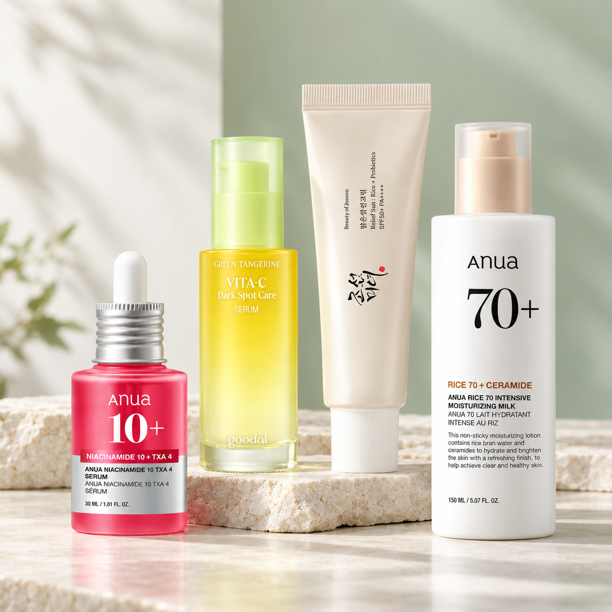 Korean Skincare for Dark Spots + SPF Set | Anua &amp; Goodal product group