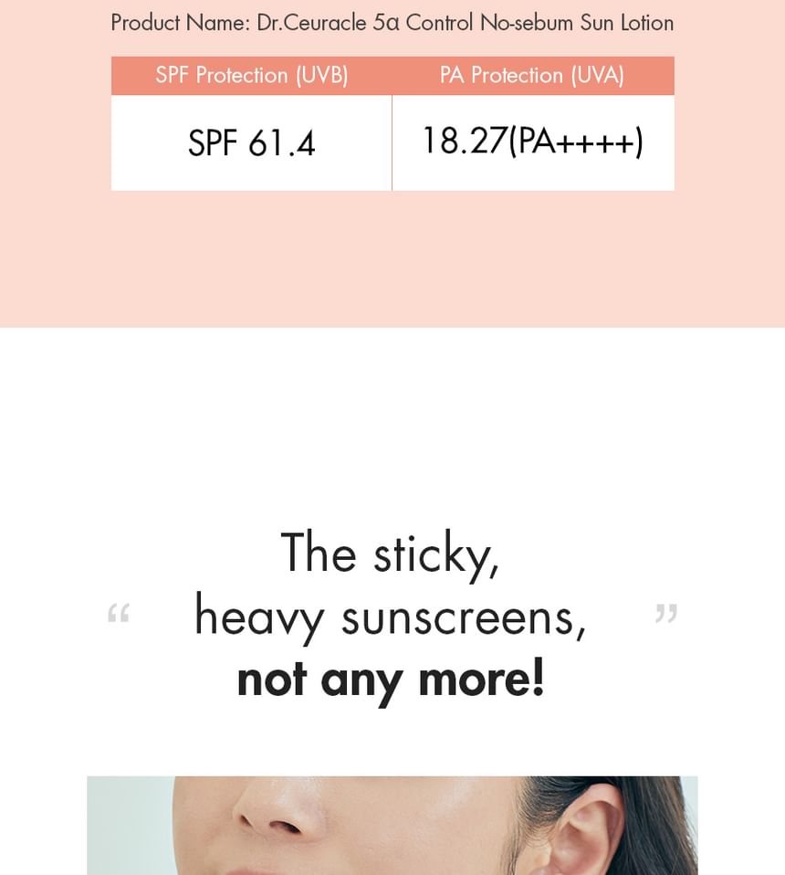 Dr.Ceuracle 5α Control No-sebum Sun Lotion SPF50+ PA++++ 50ml — Dr.Ceuracle product image 6