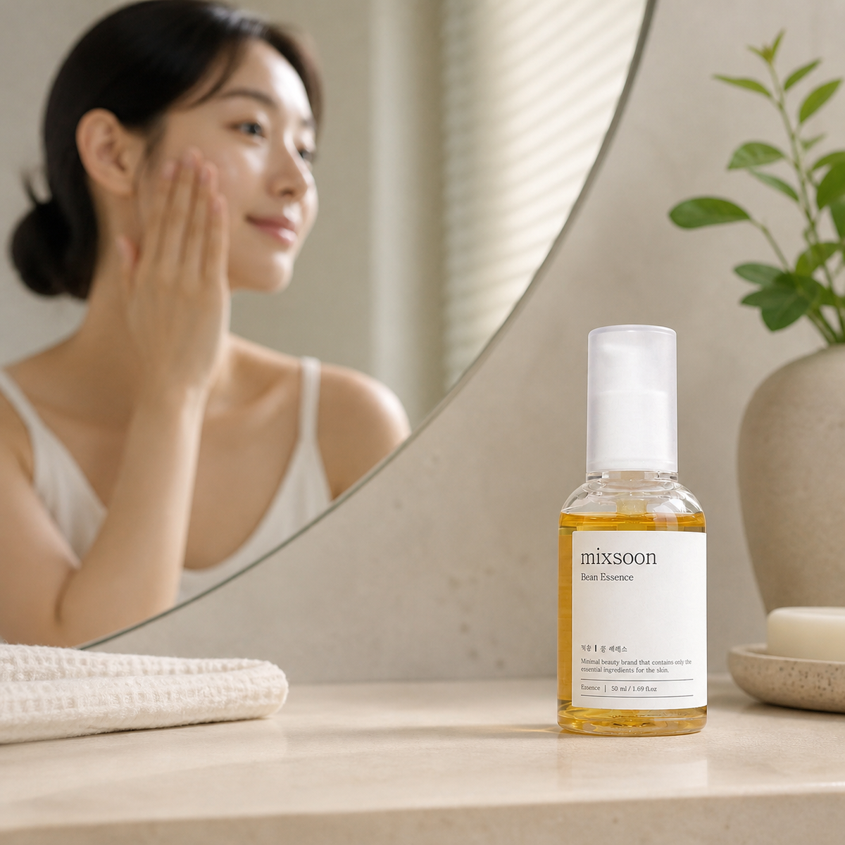 Mixsoon Bean Essence 50ml vanity and skincare application image
