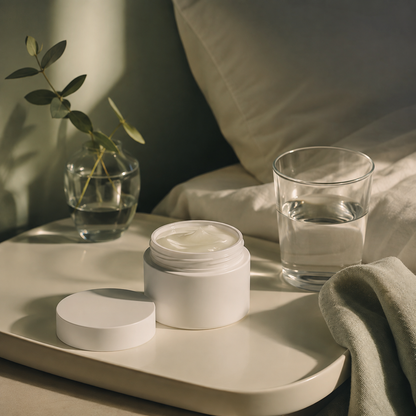 Lifestyle image: evening sleeping mask routine; supplementary visual